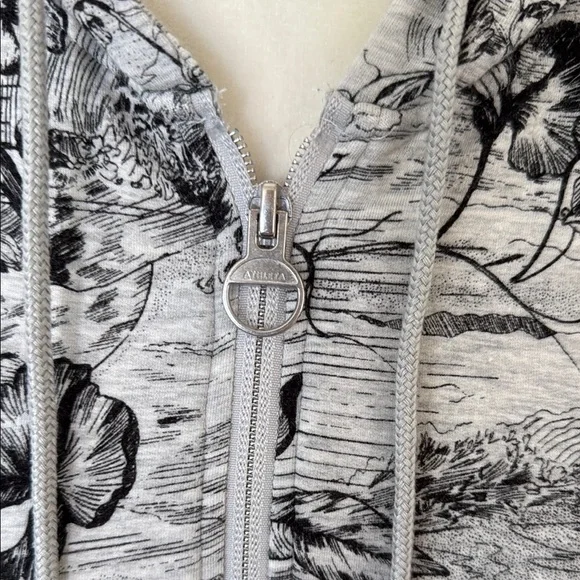 Athleta Gray Black Floral Zip-Up Hoodie Athleisure Jacket. - Picture 2 of 8